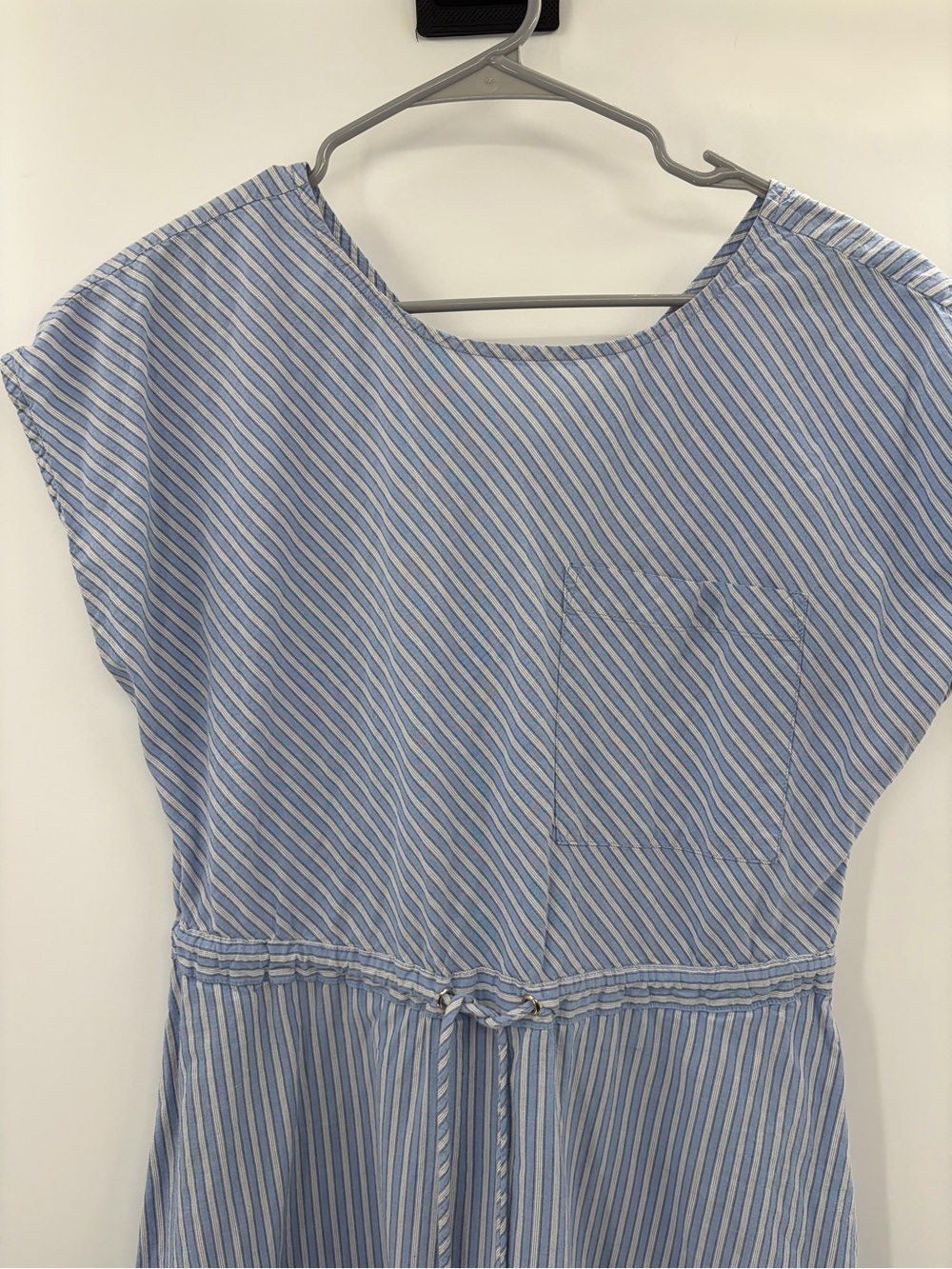 Closed Blue White Striped Cotton Drawstring Waist midi Dress Cap Sleeve size xs - Picture 3 of 9